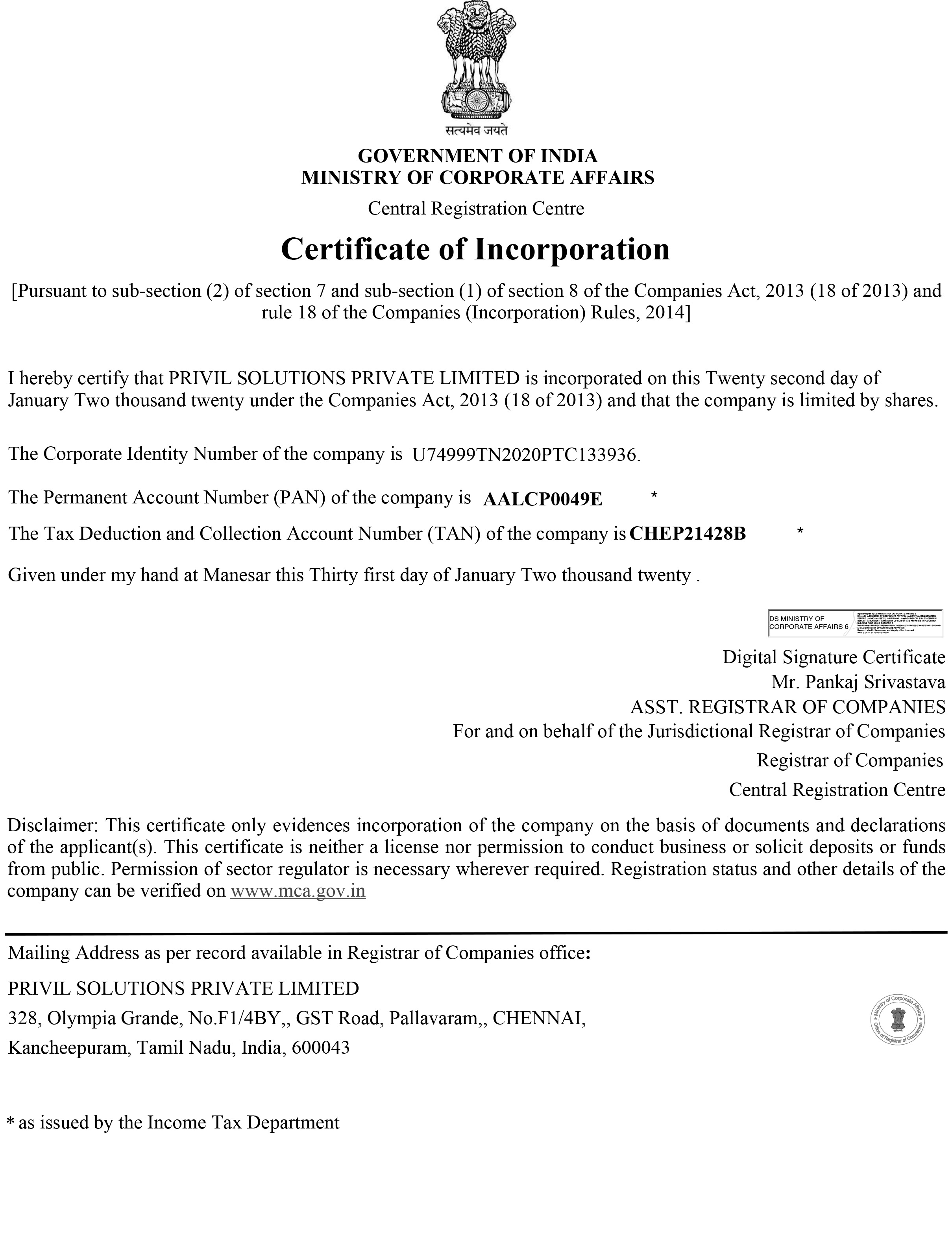 COI Certificate